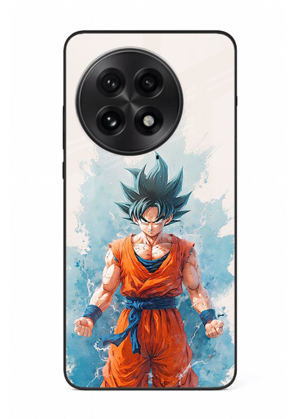 goku blue aura power anime art OnePlus 13R glass cover glowing dbz transformation case