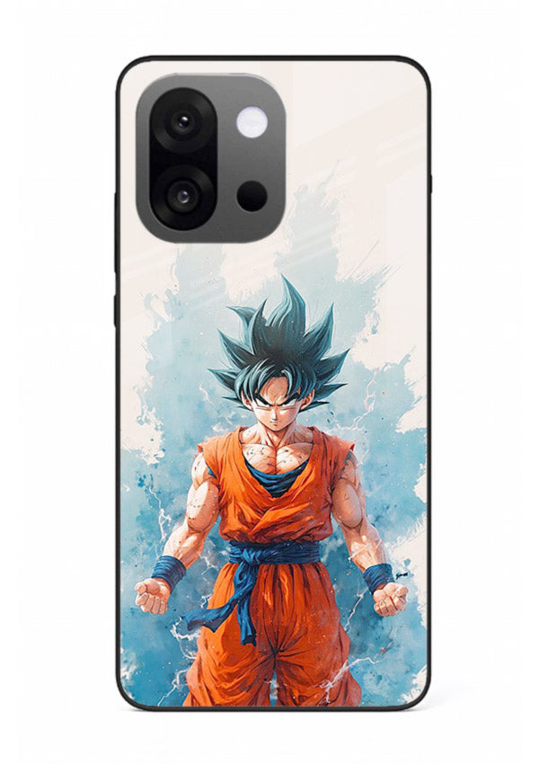 goku blue aura power anime art OnePlus 13s glass cover glowing dbz transformation case