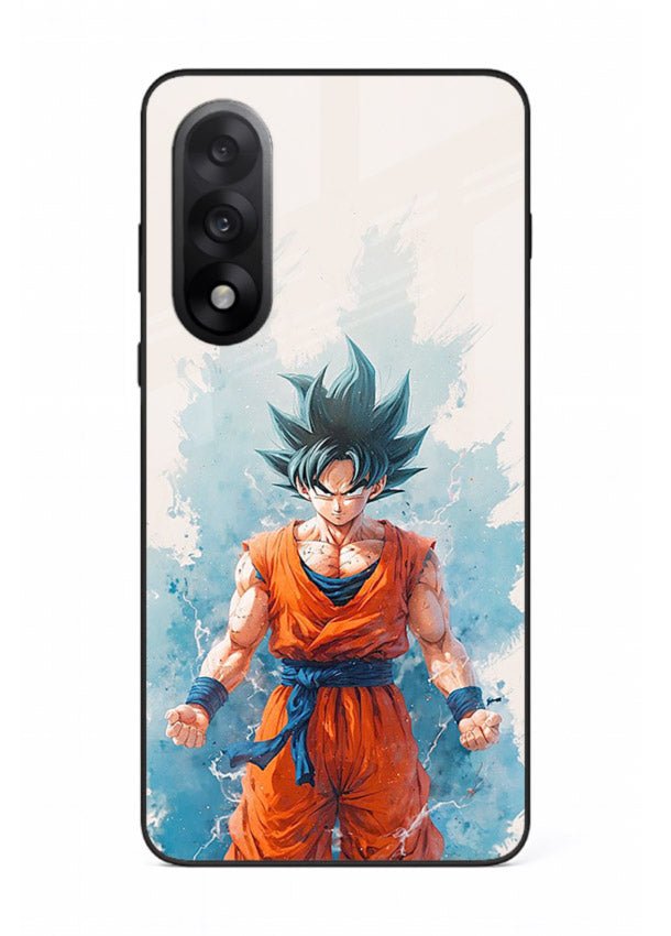 goku blue aura power anime art OnePlus Nord 5 glass cover glowing dbz transformation case