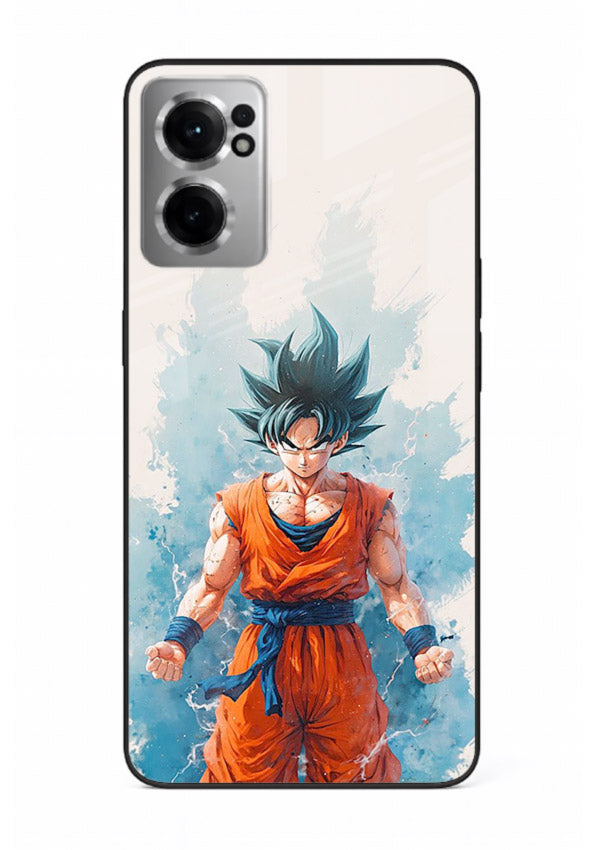 goku blue aura power anime art OnePlus Nord CE2 5G glass cover glowing dbz transformation case