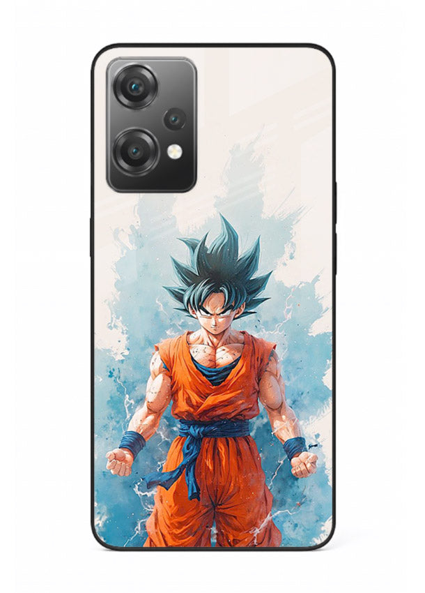 goku blue aura power anime art OnePlus Nord CE2 Lite 5G glass cover glowing dbz transformation case