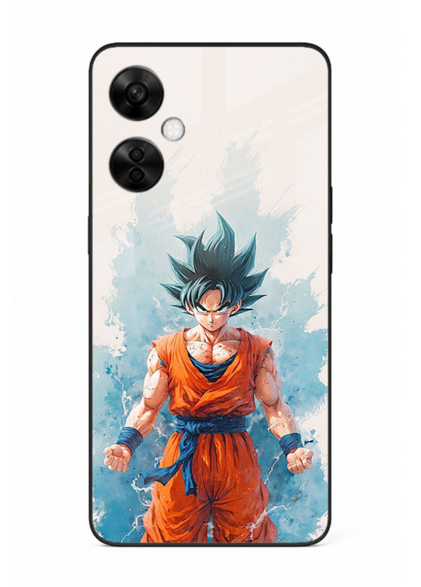 goku blue aura power anime art OnePlus Nord CE3 Lite glass cover glowing dbz transformation case