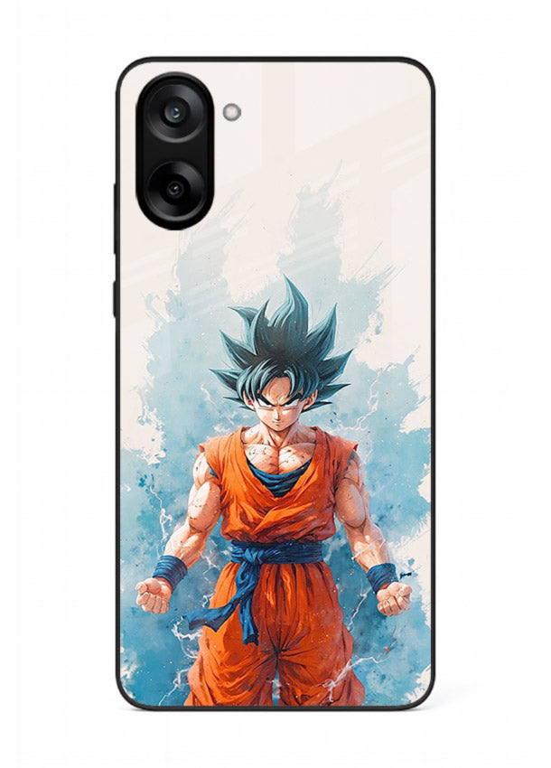 goku blue aura power anime art OnePlus Nord CE5 glass cover glowing dbz transformation case