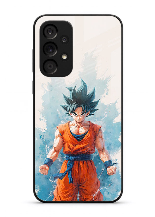 goku blue aura power anime art Samsung A53 5G glass cover glowing dbz transformation case