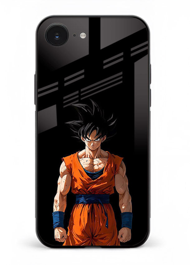 goku dark mode intense anime art iphone 16e glass cover dark dramatic dbz case