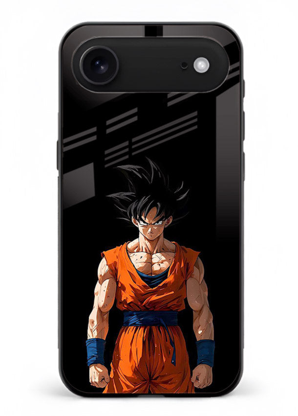 goku dark mode intense anime art iphone 18 air glass cover dark dramatic dbz case