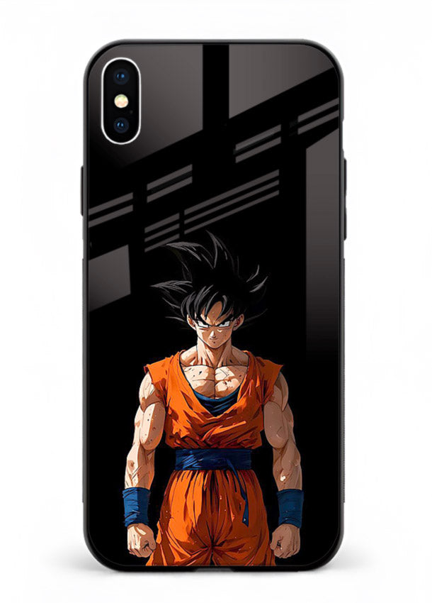 goku dark mode intense anime art iphone xs max glass cover dark dramatic dbz case