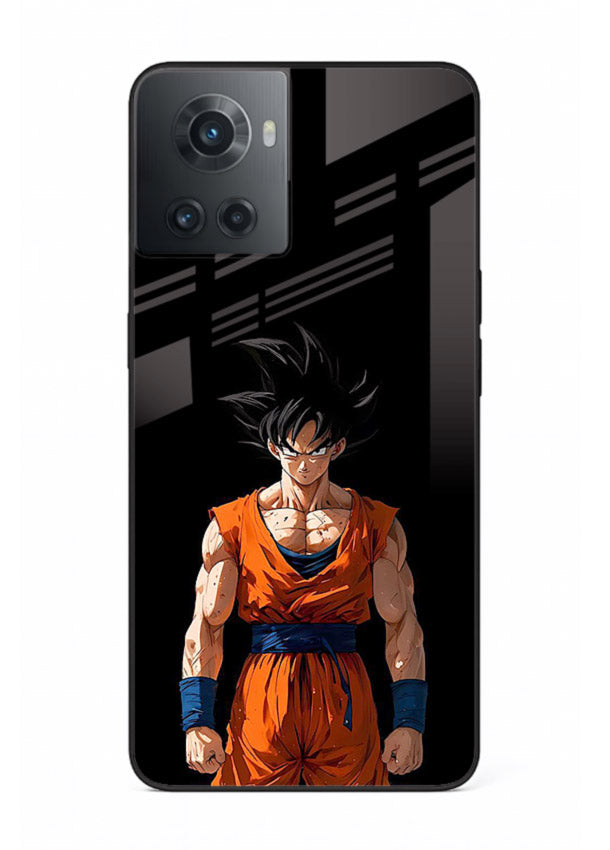 goku dark mode intense anime art OnePlus 10R glass cover dark dramatic dbz case