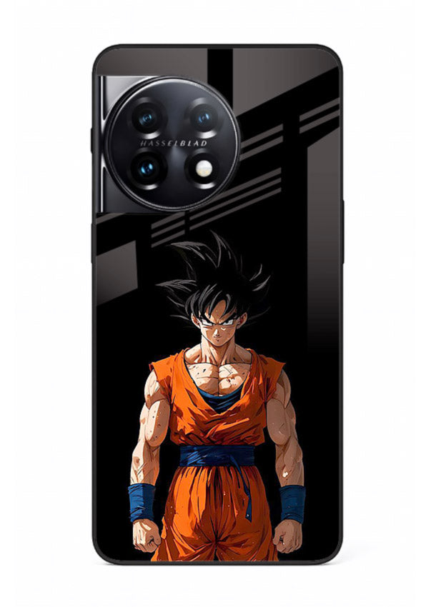 goku dark mode intense anime art OnePlus 11 glass cover dark dramatic dbz case