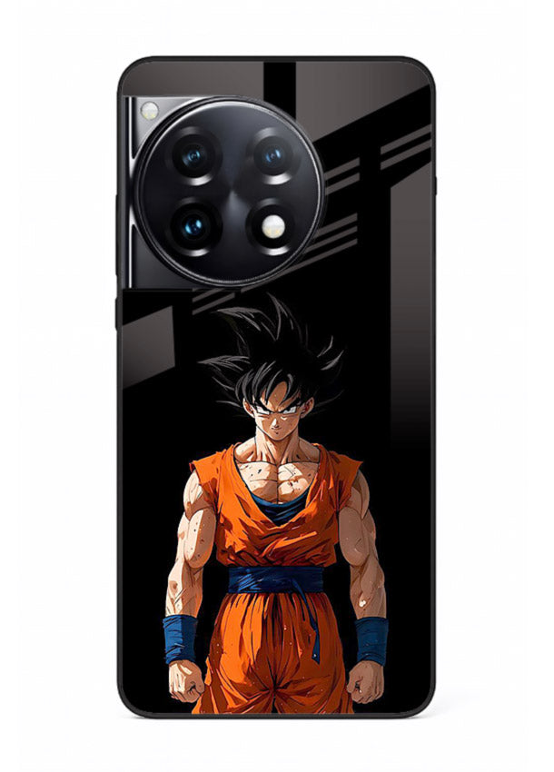 goku dark mode intense anime art OnePlus 12R glass cover dark dramatic dbz case