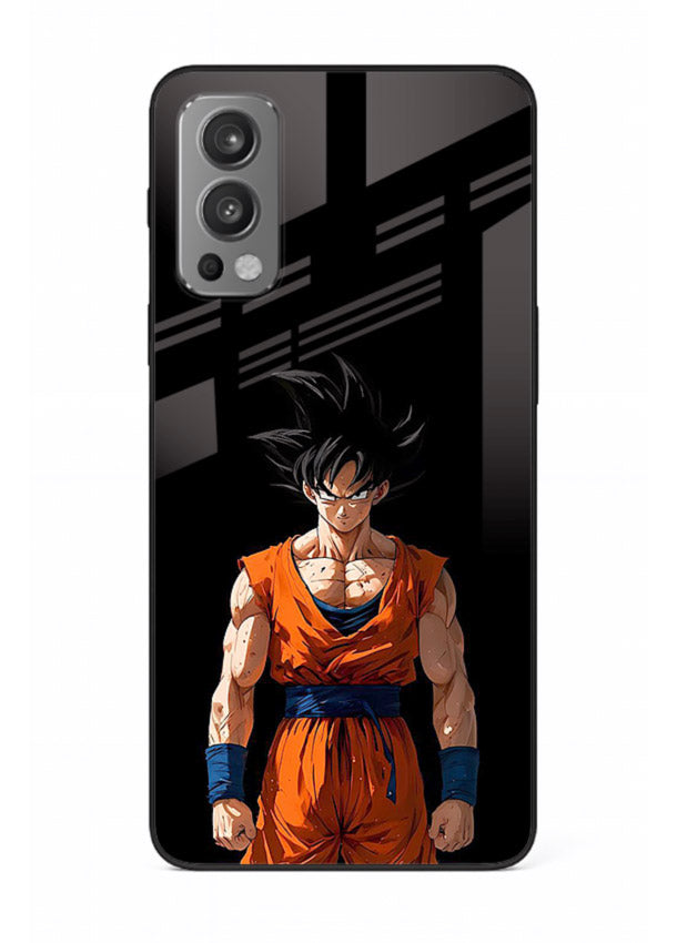goku dark mode intense anime art OnePlus Nord 2 glass cover dark dramatic dbz case
