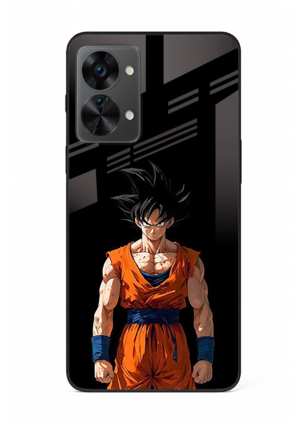 goku dark mode intense anime art OnePlus Nord 2T glass cover dark dramatic dbz case
