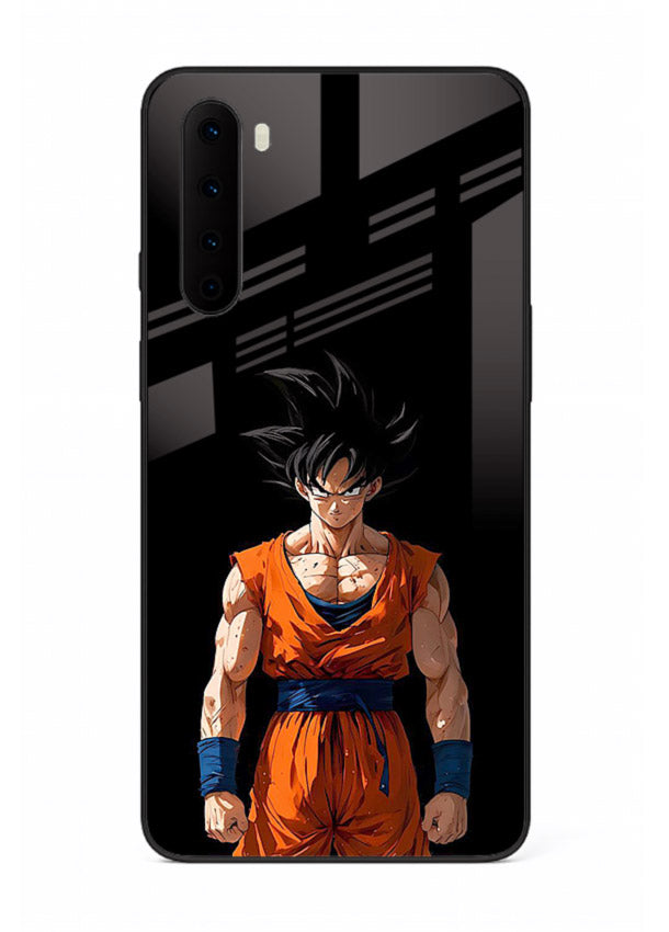 goku dark mode intense anime art OnePlus Nord glass cover dark dramatic dbz case