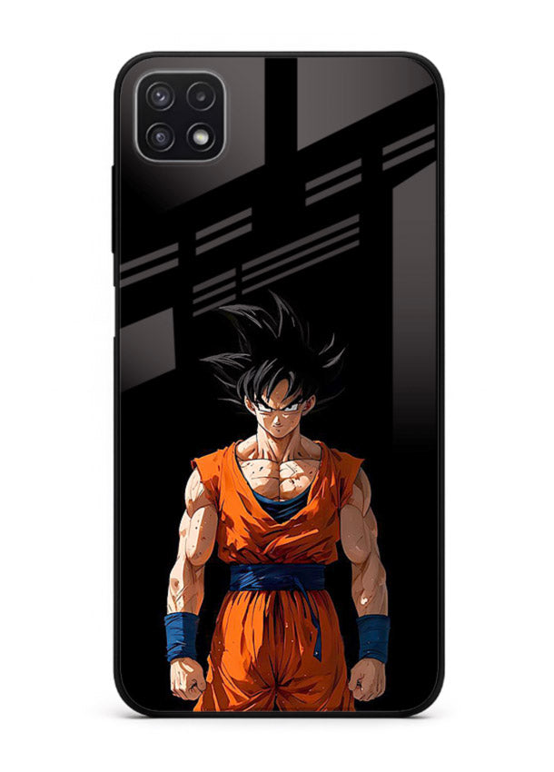 goku dark mode intense anime art Samsung F42 5G glass cover dark dramatic dbz case