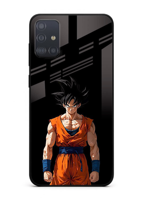 goku dark mode intense anime art Samsung A71 glass cover dark dramatic dbz case