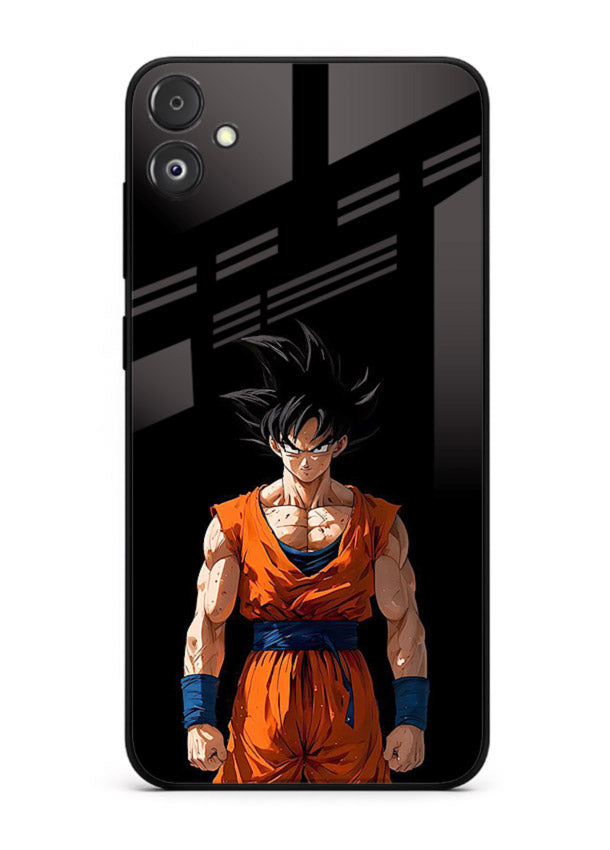 goku dark mode intense anime art Samsung F05 5G glass cover dark dramatic dbz case