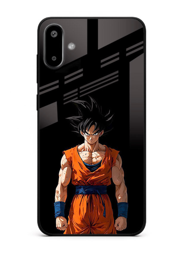 goku dark mode intense anime art Samsung F06 5G glass cover dark dramatic dbz case