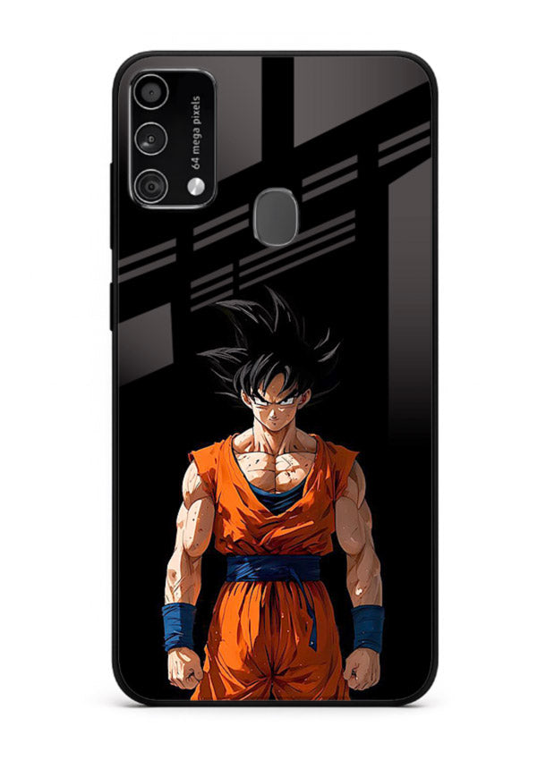 goku dark mode intense anime art Samsung F41 glass cover dark dramatic dbz case