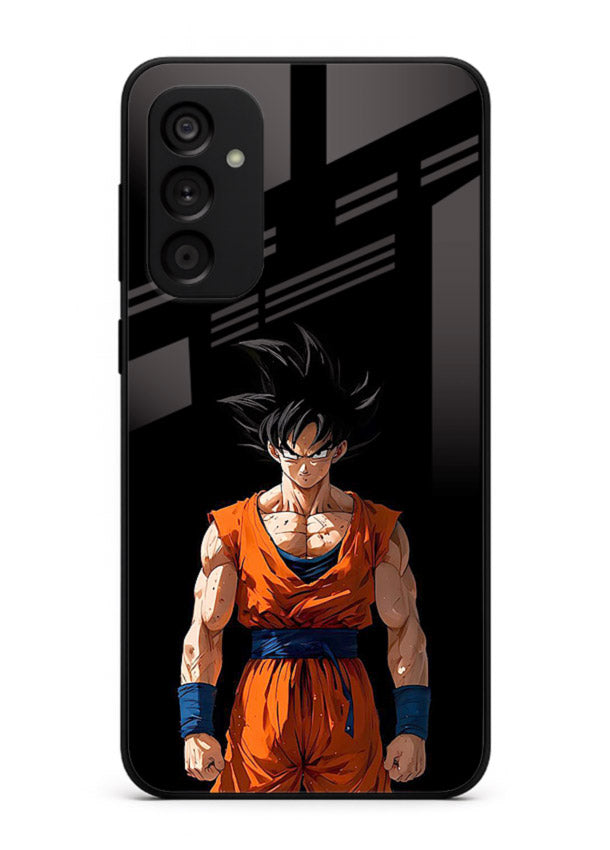 goku dark mode intense anime art Samsung F15 5G glass cover dark dramatic dbz case