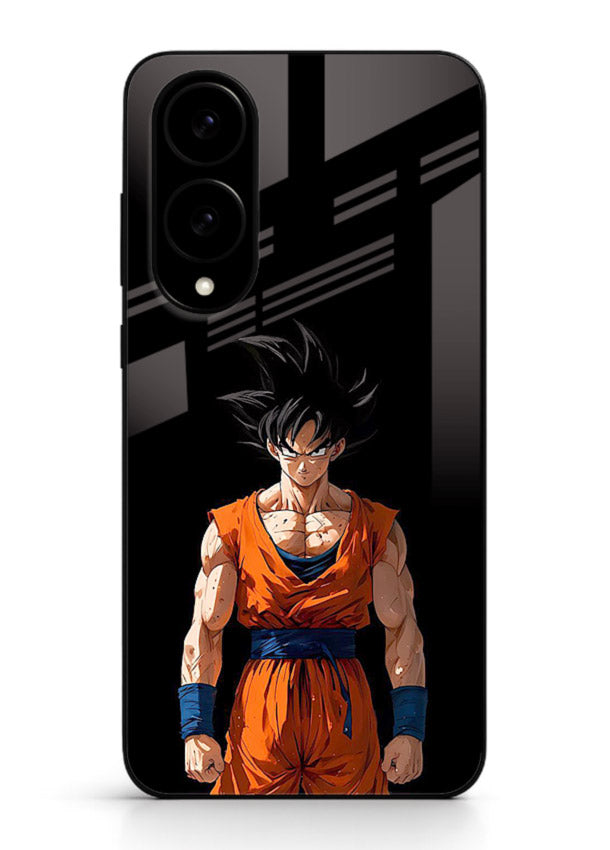 goku dark mode intense anime art Samsung S25 Edge glass cover dark dramatic dbz case