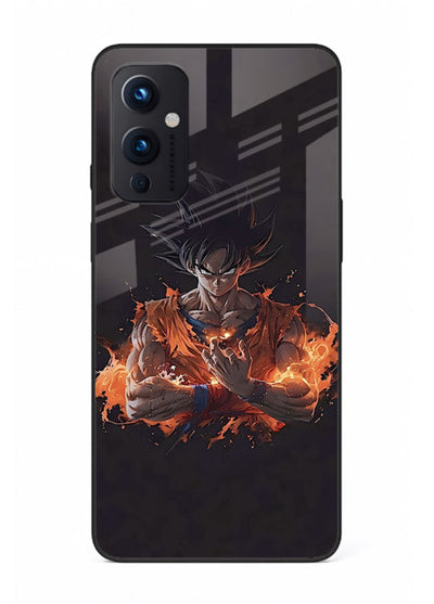 goku fire form flame anime art OnePlus 9 Pro glass cover powerful dbz transformation case