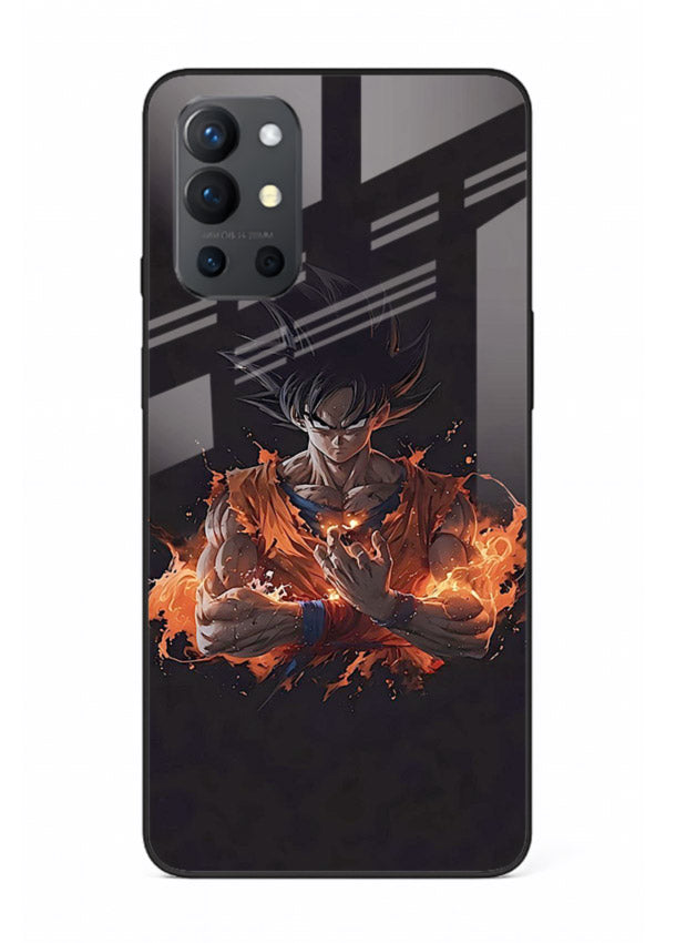 goku fire form flame anime art OnePlus 9R glass cover powerful dbz transformation case