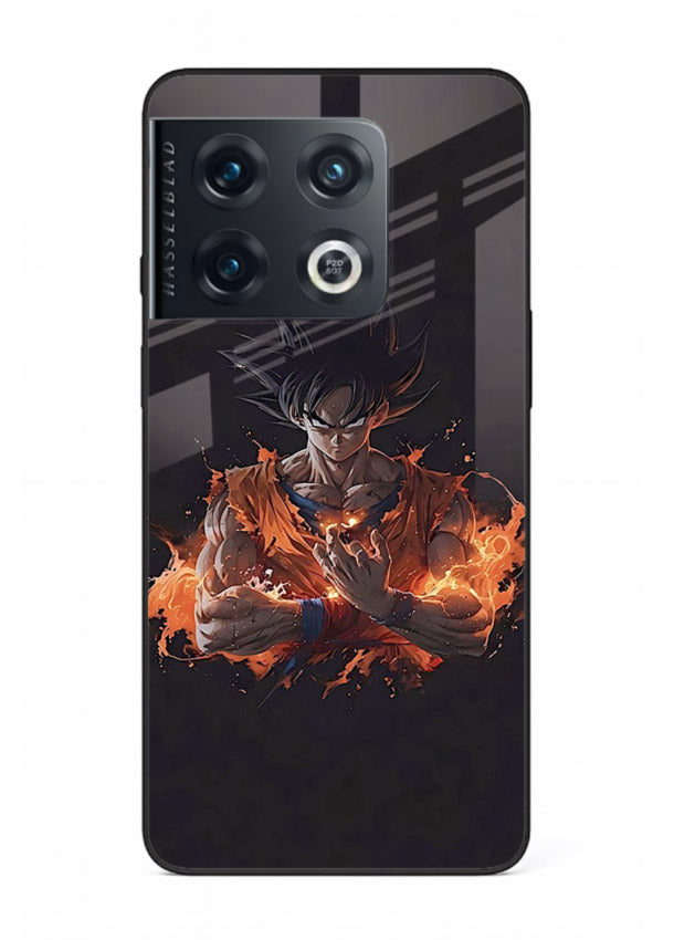 goku fire form flame anime art OnePlus 10 Pro glass cover powerful dbz transformation case