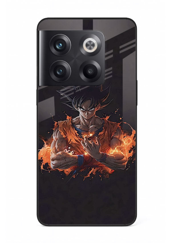goku fire form flame anime art OnePlus 10T glass cover powerful dbz transformation case