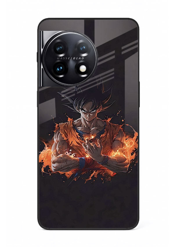 goku fire form flame anime art OnePlus 11 glass cover powerful dbz transformation case