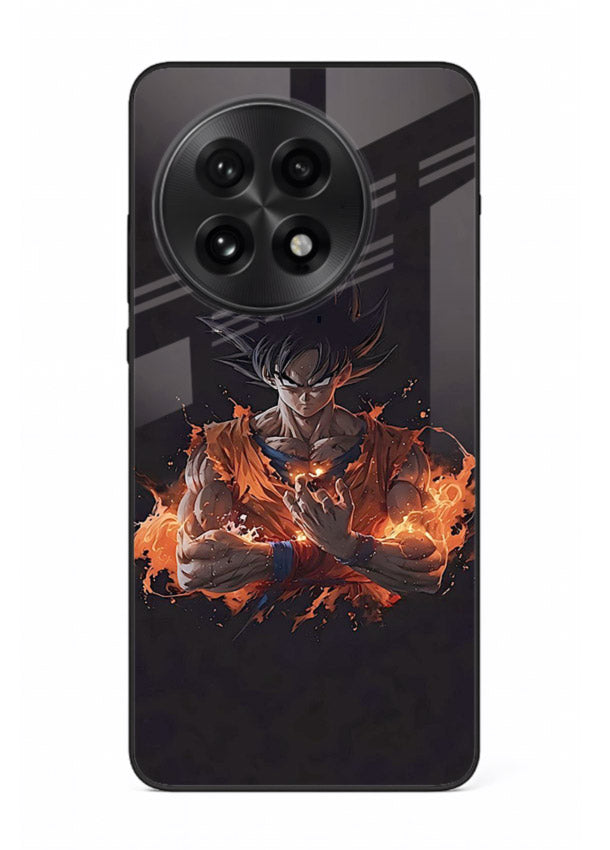 goku fire form flame anime art OnePlus 13 glass cover powerful dbz transformation case