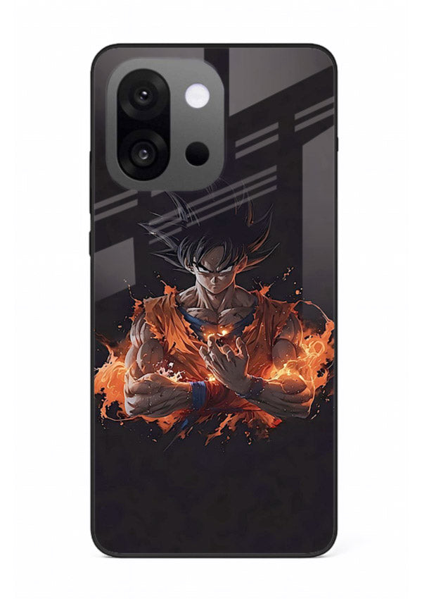 goku fire form flame anime art OnePlus 13s glass cover powerful dbz transformation case