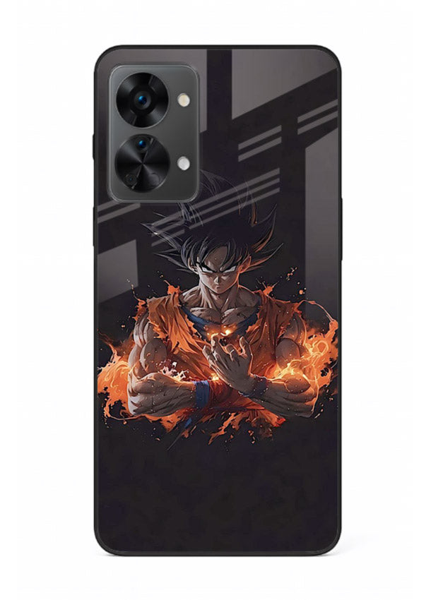 goku fire form flame anime art OnePlus Nord 2T glass cover powerful dbz transformation case