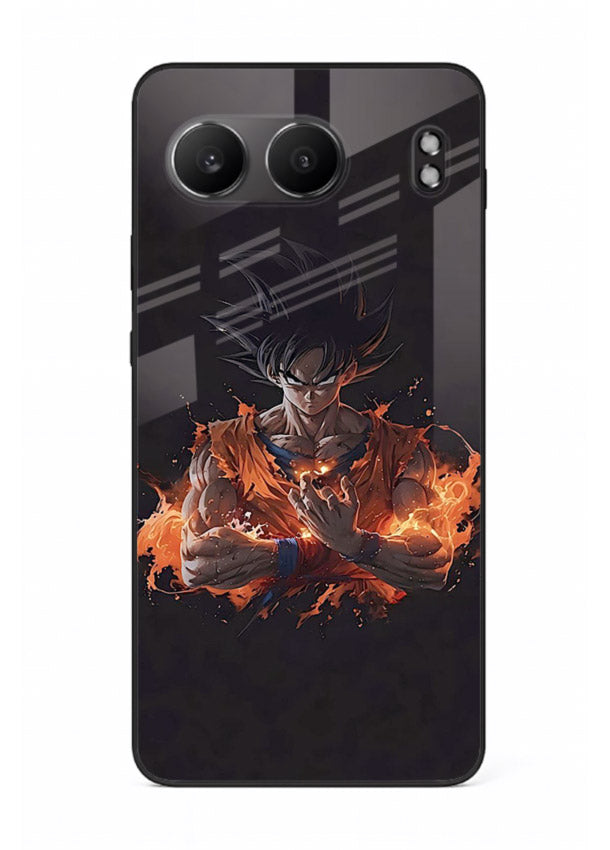 goku fire form flame anime art OnePlus Nord 4 glass cover powerful dbz transformation case