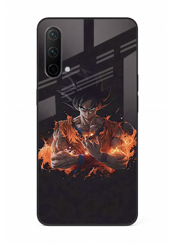 goku fire form flame anime art OnePlus Nord CE 5G glass cover powerful dbz transformation case