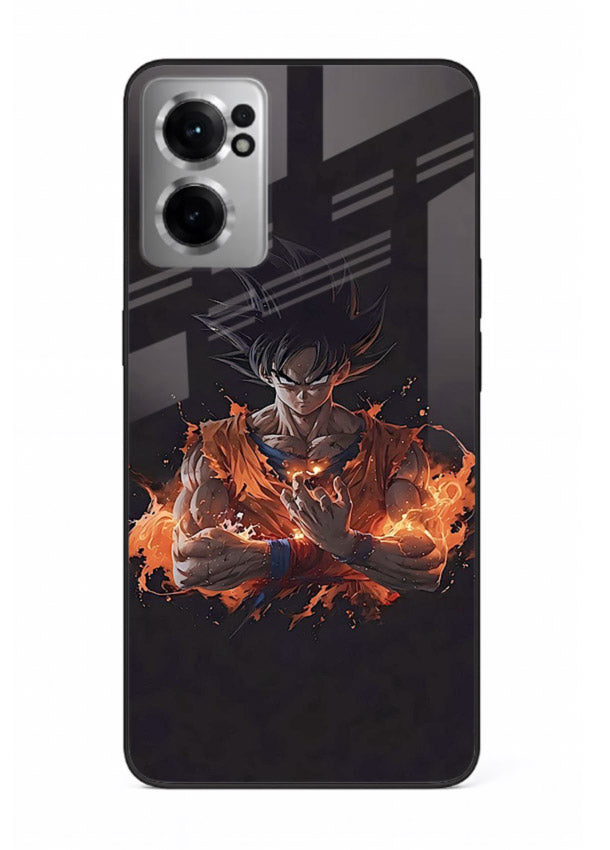 goku fire form flame anime art OnePlus Nord CE2 5G glass cover powerful dbz transformation case