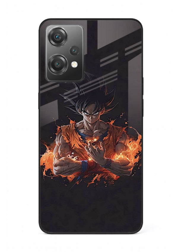 goku fire form flame anime art OnePlus Nord CE2 Lite 5G glass cover powerful dbz transformation case