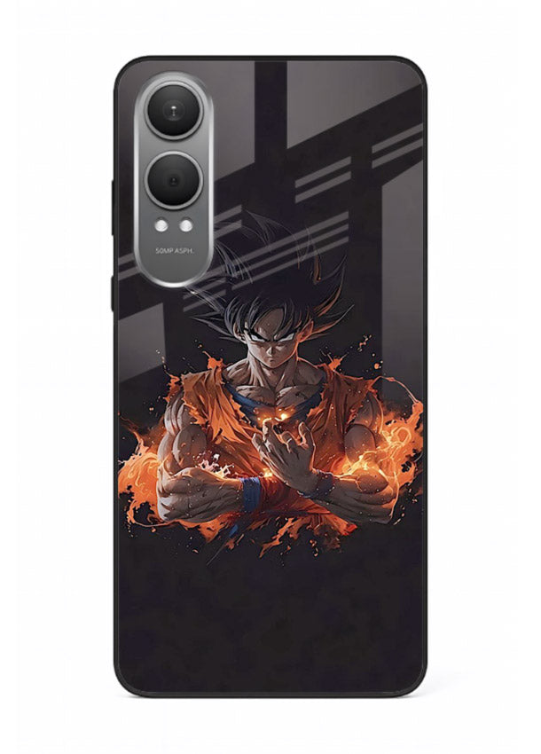 goku fire form flame anime art OnePlus Nord CE4 Lite glass cover powerful dbz transformation case