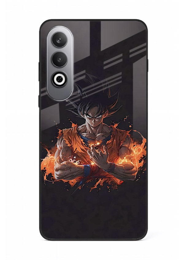 goku fire form flame anime art OnePlus Nord CE4 glass cover powerful dbz transformation case
