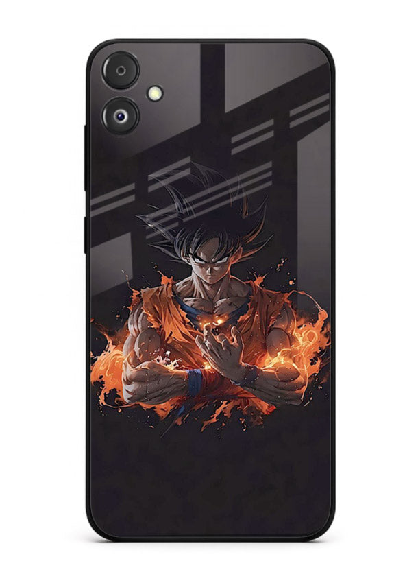 goku fire form flame anime art Samsung F14 5G glass cover powerful dbz transformation case