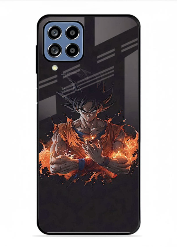 goku fire form flame anime art Samsung F22 4G glass cover powerful dbz transformation case