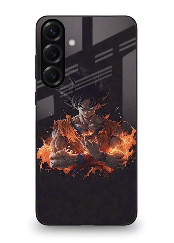 goku fire form flame anime art Samsung A54 5G glass cover powerful dbz transformation case