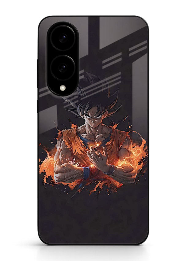 goku fire form flame anime art Samsung S25 Edge glass cover powerful dbz transformation case