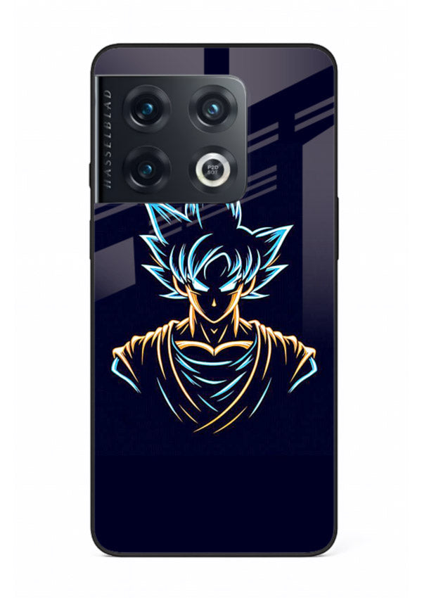 goku neon outline blue anime art OnePlus 10 Pro glass cover minimal glowing design case