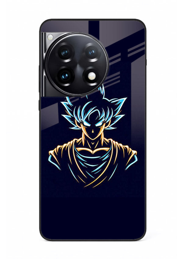 goku neon outline blue anime art OnePlus 12R glass cover minimal glowing design case