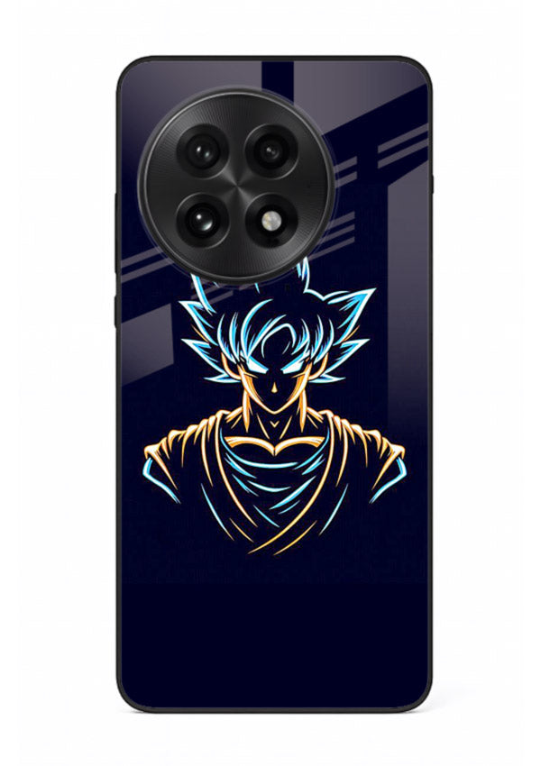 goku neon outline blue anime art OnePlus 13 glass cover minimal glowing design case