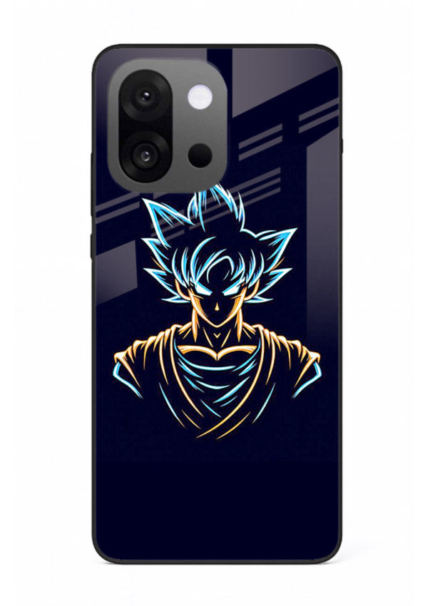 goku neon outline blue anime art OnePlus 13s glass cover minimal glowing design case
