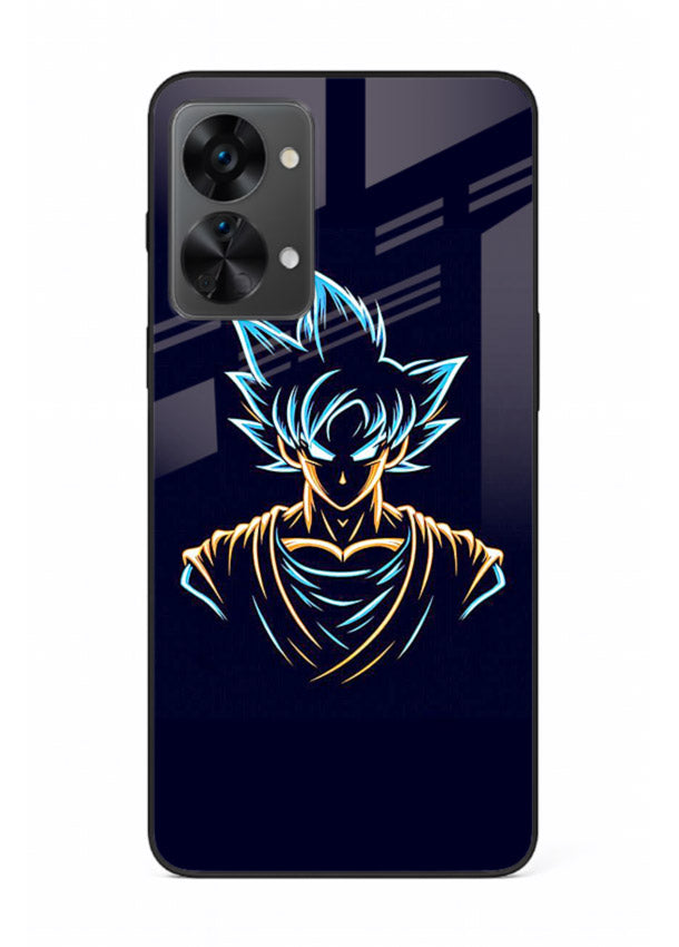 goku neon outline blue anime art OnePlus Nord 2T glass cover minimal glowing design case