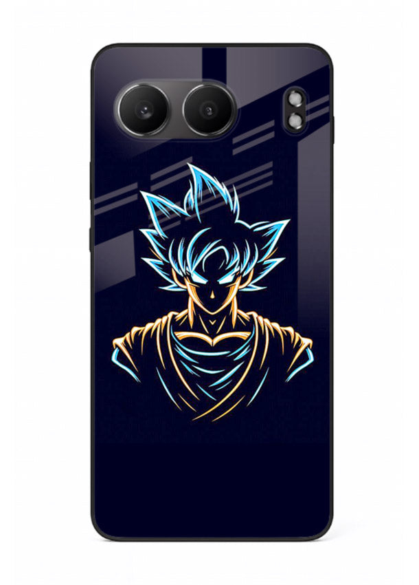 goku neon outline blue anime art OnePlus Nord 4 glass cover minimal glowing design case