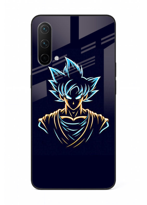 goku neon outline blue anime art OnePlus Nord CE 5G glass cover minimal glowing design case