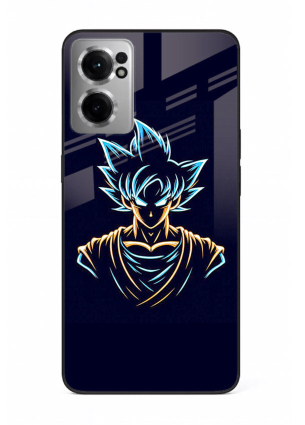 goku neon outline blue anime art OnePlus Nord CE2 5G glass cover minimal glowing design case